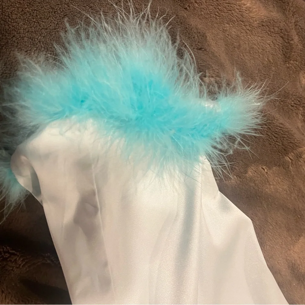 Tie-Front Satin Blouse in Light Blue - Picture 4 of 7